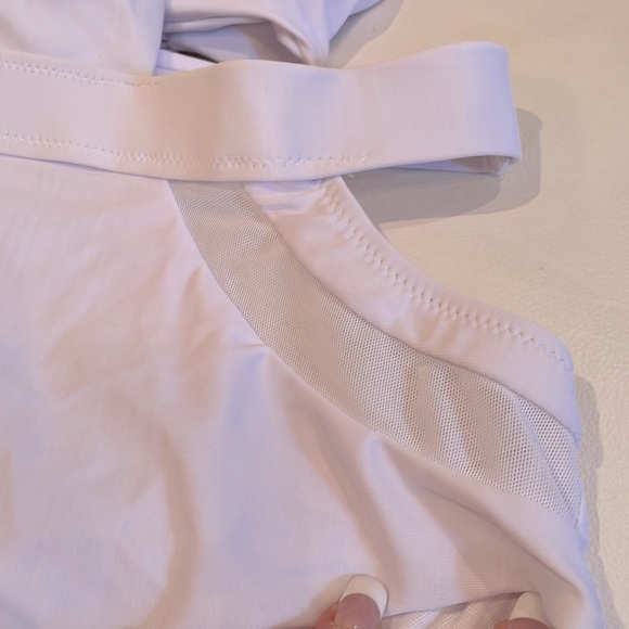 NWT cut out swimsuit XL M S white sexy monokini mesh high leg cage cut out mesh - Picture 7 of 8